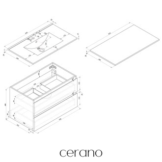 CERANO - Koupelnová skříňka Carole s deskou pod umyvadlo - dub medový - 70x49,8x46 cm