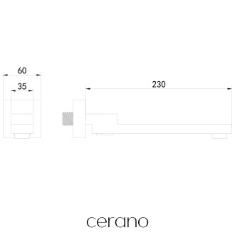 CERANO - Nástěnná výtoková hubice - hranatá - černá matná