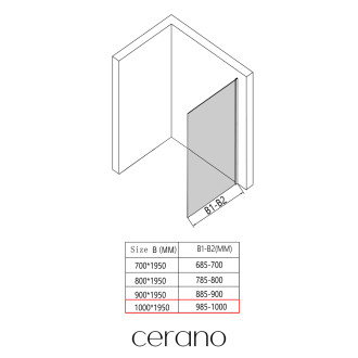 CERANO - Sprchová zástěna pro dveře Orlano L/P - 5 mm - černá matná, transparentní sklo - 100x195 cm