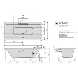 CASCATA hydromasážní vana, 185x85x45cm, kaskáda bílá, Active Hydro-Air, bílá