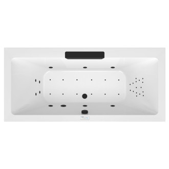 CASCATA hydromasážní vana, 185x85x45cm, kaskáda černá, Highline Hydro-Air, černá 60842