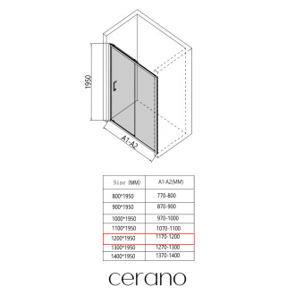 CERANO - Sprchové posuvné dveře Orlano L/P - 5 mm - černá matná, transparentní sklo - 120x195 cm