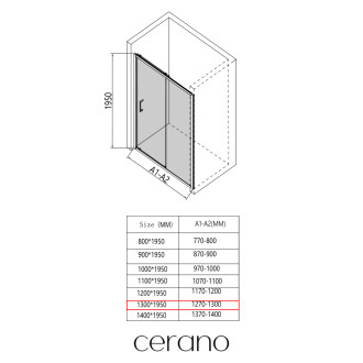 CERANO - Sprchové posuvné dveře Orlano L/P - 5 mm - černá matná, transparentní sklo - 130x195 cm