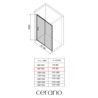 CERANO - Sprchové posuvné dveře Orlano L/P - 5 mm - černá matná, transparentní sklo - 90x195 cm