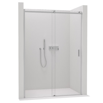 CERANO - Sprchové posuvné dveře Santoro L/P - 6 mm - černá matná, mléčné sklo - 130x195 cm