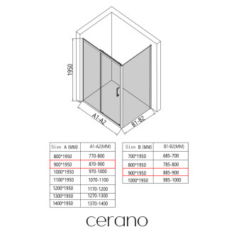 CERANO - Sprchový kout Orlano L/P - 5 mm - černá matná, transparentní sklo - 90x90 cm - posuvný
