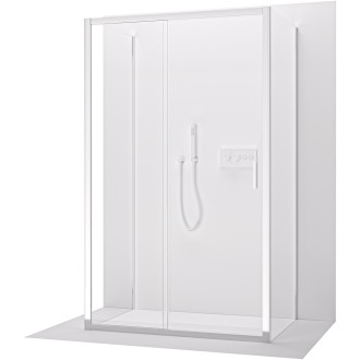 CERANO - Třístěnný sprchový kout Varone LINE U L/P - 6 mm - černá matná, mléčné sklo - 90x70 cm - posuvný