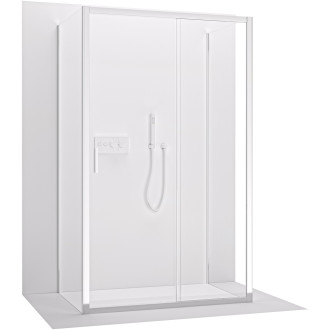 CERANO - Třístěnný sprchový kout Varone LINE U L/P - 6 mm - černá matná, mléčné sklo - 90x90 cm - posuvný