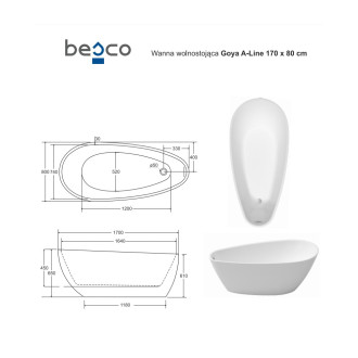 Volně stojící vana GOYA A-LINE bílá