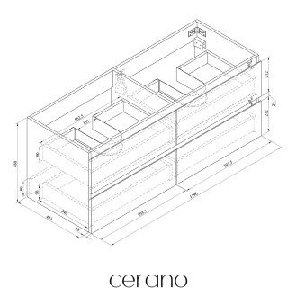 CERANO - Koupelnová skříňka Carole + keramické dvojumyvadlo Todo - betonově šedá - 120x49,8x46 cm