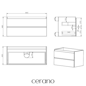 CERANO - Koupelnová skříňka Carole + keramické umyvadlo Todo - betonově šedá - 100x49,8x46 cm
