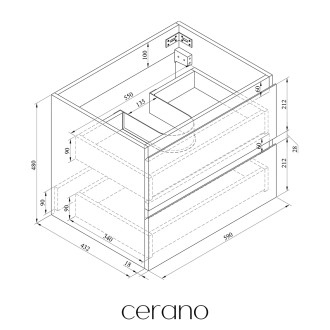 CERANO - Koupelnová skříňka Carole + keramické umyvadlo Todo - betonově šedá - 70x49,8x46 cm