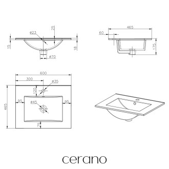 CERANO - Koupelnová skříňka Carole + keramické umyvadlo Todo - betonově šedá - 70x49,8x46 cm