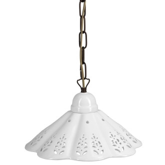 LAMPEDUSA závěsné svítidlo E27, 60W, 230V, IP21, keramické stínítko 30cm, mosazný řetěz