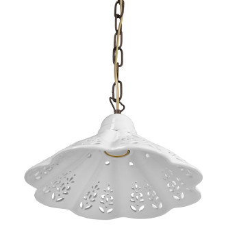 LAMPEDUSA závěsné svítidlo E27, 60W, 230V, IP21, keramické stínítko 30cm, mosazný řetěz