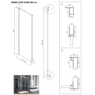 Boční panel ke sprchovým dveřím DUO SLIDE BLACK