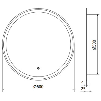 Mexen Gobi osvětlené koupelnové zrcadlo, kulaté 60 cm, LED 6000K, 9801-060-060-611-00