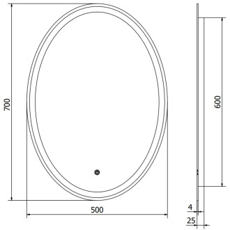 Mexen Elz osvětlené koupelnové zrcadlo 50x70 cm, LED 6000K, 9802-050-070-611-00