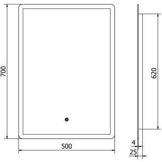 Mexen Navia osvětlené koupelnové zrcadlo 50x70 cm, LED 6000K, 9803-050-070-611-00