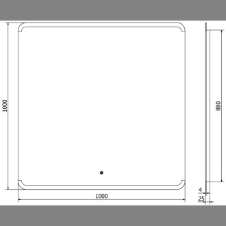 Mexen Nida osvětlené koupelnové zrcadlo 100x100 cm, LED 6000K, 9806-100-100-611-00