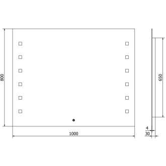 Mexen Ner osvětlené koupelnové zrcadlo 100x80 cm, LED 6000K, 9809-100-080-611-00
