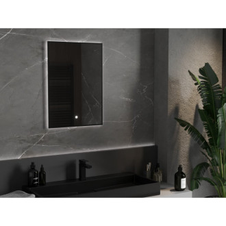 Mexen Erma osvětlené koupelnové zrcadlo 50x70 cm, LED 6000K, černý rám 9814-050-070-611-70