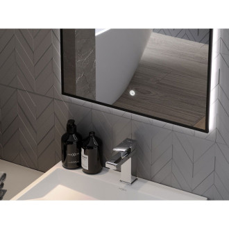 Mexen Erma osvětlené koupelnové zrcadlo 50x70 cm, LED 6000K, černý rám 9814-050-070-611-70