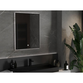 Mexen Erma osvětlené koupelnové zrcadlo 60x80 cm, LED 6000K, černý rám 9814-060-080-611-70