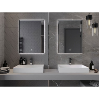Mexen Erma osvětlené koupelnové zrcadlo 60x80 cm, LED 6000K, černý rám 9814-060-080-611-70