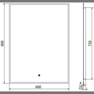 Mexen Erma osvětlené koupelnové zrcadlo 60x80 cm, LED 6000K, černý rám 9814-060-080-611-70