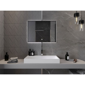 Mexen Erma osvětlené koupelnové zrcadlo 80x60 cm, LED 6000K, černý rám 9814-080-060-611-70