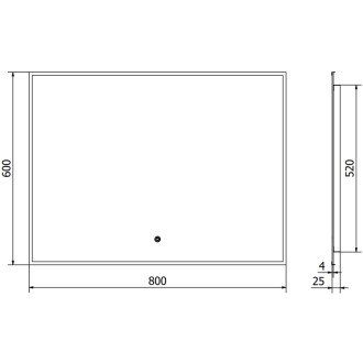 Mexen Erma osvětlené koupelnové zrcadlo 80x60 cm, LED 6000K, černý rám 9814-080-060-611-70
