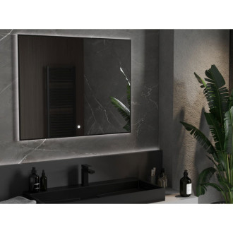 Mexen Erma koupelnové zrcadlo 100x80 cm, LED 6000K, černý rám 9814-100-080-611-70