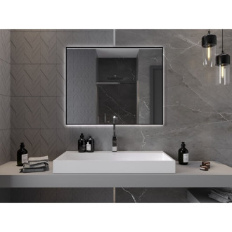 Mexen Erma koupelnové zrcadlo 100x80 cm, LED 6000K, černý rám 9814-100-080-611-70