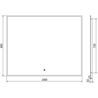 Mexen Erma koupelnové zrcadlo 100x80 cm, LED 6000K, černý rám 9814-100-080-611-70