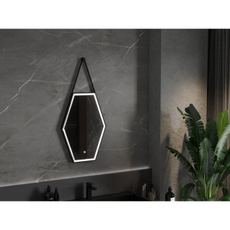 Mexen Orla osvětlené koupelnové zrcadlo 50x70 cm, LED 6000K, černý rám 9815-050-070-611-70