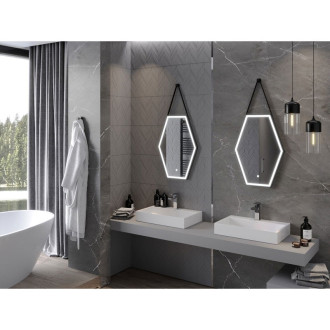Mexen Orla osvětlené koupelnové zrcadlo 50x70 cm, LED 6000K, černý rám 9815-050-070-611-70