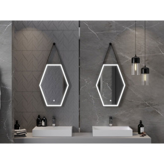 Mexen Orla osvětlené koupelnové zrcadlo 50x70 cm, LED 6000K, černý rám 9815-050-070-611-70
