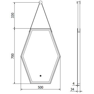 Mexen Orla osvětlené koupelnové zrcadlo 50x70 cm, LED 6000K, černý rám 9815-050-070-611-70