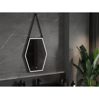 Mexen Orla osvětlené koupelnové zrcadlo 60x80 cm, LED 6000K, černý rám 9815-060-080-611-70
