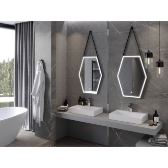 Mexen Orla osvětlené koupelnové zrcadlo 60x80 cm, LED 6000K, černý rám 9815-060-080-611-70