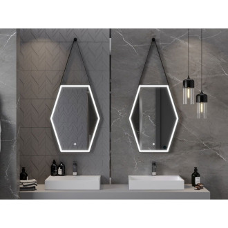 Mexen Orla osvětlené koupelnové zrcadlo 60x80 cm, LED 6000K, černý rám 9815-060-080-611-70