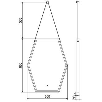 Mexen Orla osvětlené koupelnové zrcadlo 60x80 cm, LED 6000K, černý rám 9815-060-080-611-70