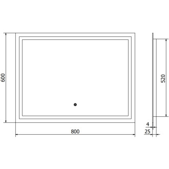 Mexen Miko osvětlené koupelnové zrcadlo 80x60 cm, LED 6000K, 9819-080-060-611-00