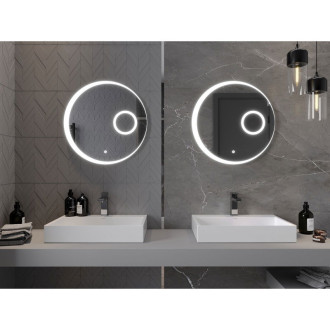 Mexen Ella zrcadlo s kosmetickým zrcátkem, kulaté 60 cm, LED 6000K, 9811-060-060-611-00