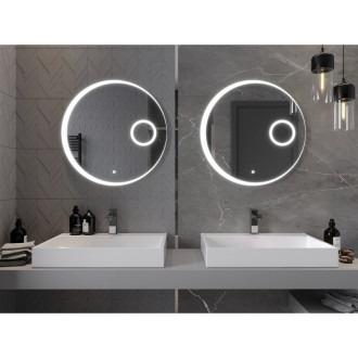 Mexen Ella zrcadlo s kosmetickým zrcátkem, kulaté 70 cm, LED 6000K, 9811-070-070-611-00