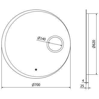 Mexen Ella zrcadlo s kosmetickým zrcátkem, kulaté 70 cm, LED 6000K, 9811-070-070-611-00