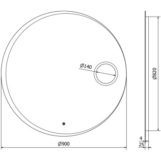 Mexen Ella zrcadlo s kosmetickým zrcátkem, kulaté 90 cm, LED 6000K, 9811-090-090-611-00