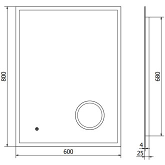 Mexen Kala koupelnové zrcadlo s kosmetickým zrcátkem 60x80, LED 6000K, 9820-060-080-611-00