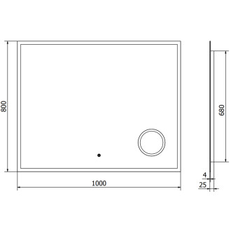 Mexen Kala zrcadlo s kosmetickým zrcátkem 100x80 cm, LED 6000K, 9820-100-080-611-00